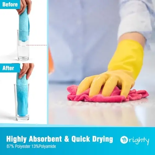 Orighty Microfiber Cleaning Cloths, Pack of 150, Highly Absorbent Cleaning Supplies, Lint Free Cloths for Multiple-use, Powerful Dust Removal Clean Rags for House, Kitchen, Car Care(12x12 inch) - 3