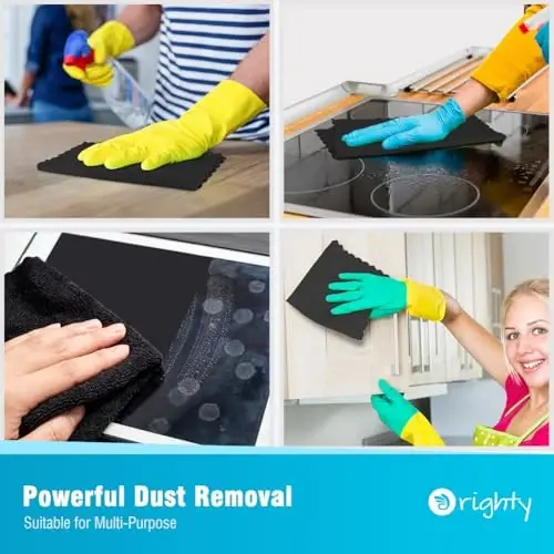 Orighty Microfiber Cleaning Cloth - 24 Pack, Black Cleaning Rags 12x11 inch | Microfiber Towels for Cars, Highly Absorbent Household Cleaning Supplies, Reusable Lint Free Cloths for House, Kitchen - 2