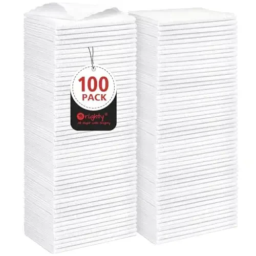 Orighty Cleaning Cloths, Shop Towels 100 Pack, Shop Rags Reusable, Microfiber Cleaning Rags Bulk for Cars, Multi-Purpose Lint Free Towels for Automotive, Mechanic, Kitchen, 11.5’’ x 11.5’’, White - ORIGHTY