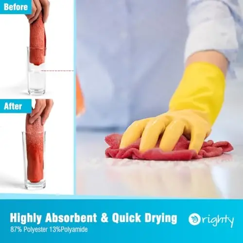 Orighty Cleaning Cloths, Shop Towels 50 Pack, Shop Rags Reusable, Microfiber Cleaning Rags Bulk for Cars, Multi-Purpose Lint Free Towels for Automotive, Mechanic, Kitchen, 11.5’’ x 11.5’’, Red - 3