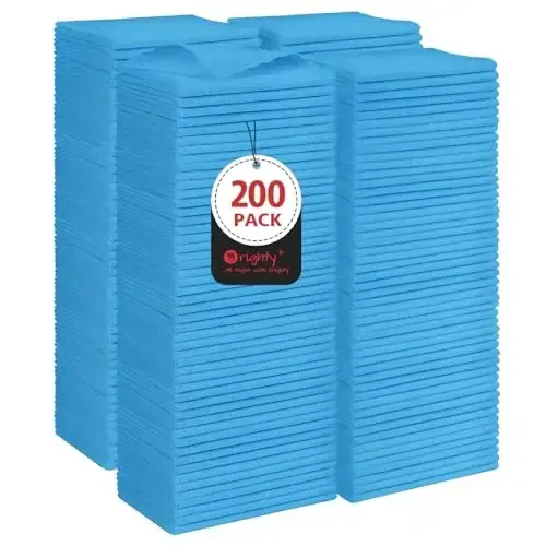 Orighty Cleaning Cloths Bulk, 200 Pack Shop Rags Reusable, Multi-Purpose Shop Towels for Cars, Microfiber Cleaning Rags for Automotive, Mechanic, Kitchen, Lint Free Towels 11.5’’ x 11.5’’, Blue - ORIGHTY