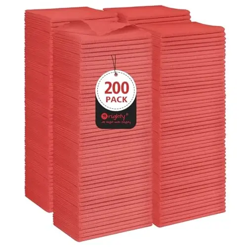 Orighty Microfiber Cleaning Cloth, 200 Pack Microfiber Towels for Cars, Multi-Purpose Shop Towels Cleaning Rags Bulk for Car, Home, Kitchen, 11.5’’ x 11.5’’, Red - 1