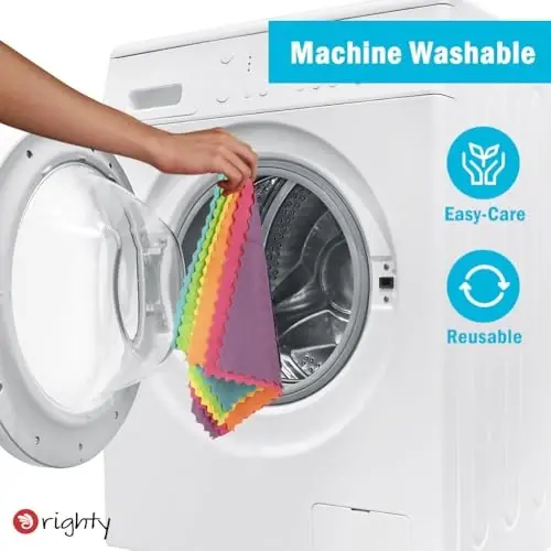 Orighty Tozalash Matolari 12x12 dyuym, 24 dona, Yuqori absorbentli mikrofiber tozalash materiallari, tuk qoldirmaydigan matolar ko'p marta foydalanish uchun, uy, oshxona, avtomobil parvarishi uchun kuchli tozalash latta (ko'p rangli) - 2