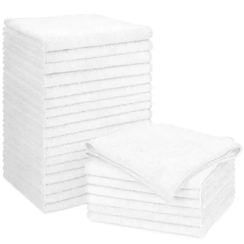 Orighty White Microfiber Cleaning Cloth, Microfiber Towels for Cars, Highly Absorbent Car Cleaning Supplies, Lint Free Cloths Clean Rags for Car Care, House, Kitchen, 12x11 inch, Pack of 24 - 1