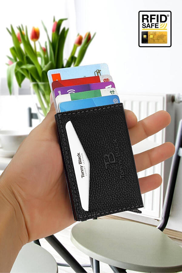 Original Boxed Anti-theft RFID Automatic Mechanism Leather Multi-Pocket Smart Credit Card Holder - 1