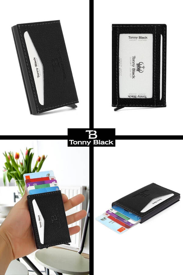 Original Boxed Anti-theft RFID Automatic Mechanism Leather Multi-Pocket Smart Credit Card Holder - 2