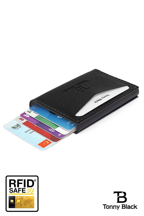 Original Boxed Anti-theft RFID Automatic Mechanism Leather Multi-Pocket Smart Credit Card Holder - 5