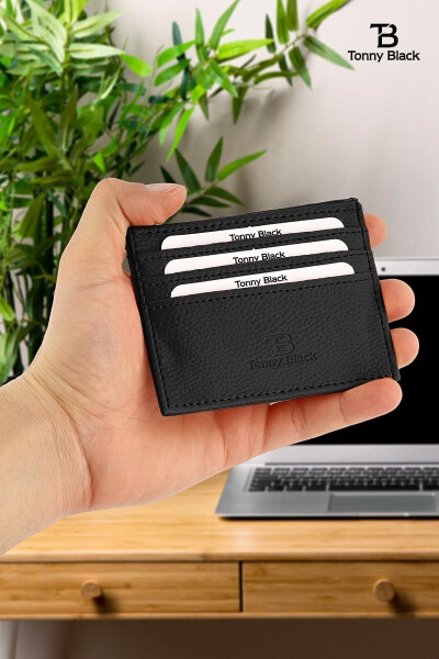 Original Boxed Unisex Super Slim Leather Thin Model Credit Card & Business Card Holder Faux Leather Cardholder Black - 9