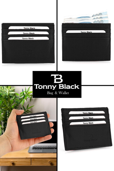 Original Boxed Unisex Super Slim Leather Thin Model Credit Card & Business Card Holder Faux Leather Cardholder Black - 18