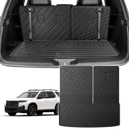 Original Cargo Mat Fit for Honda Pilot 2023-2026 | All Weather Protection Waterproof Trunk Mat with Back Seat Cover Pilot Accessories - 1