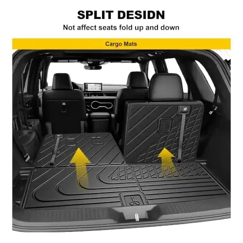 Original Cargo Mat Fit for Honda Pilot 2023-2026 | All Weather Protection Waterproof Trunk Mat with Back Seat Cover Pilot Accessories - 3