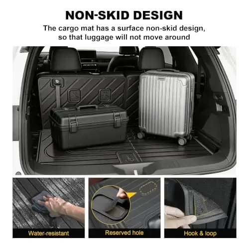 Original Cargo Mat Fit for Honda Pilot 2023-2026 | All Weather Protection Waterproof Trunk Mat with Back Seat Cover Pilot Accessories - 4