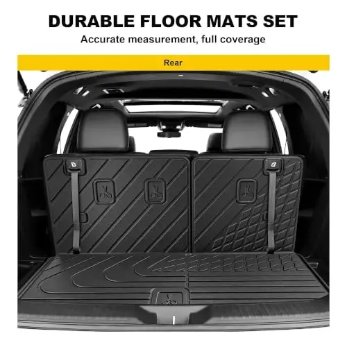 Original Cargo Mat Fit for Honda Pilot 2023-2026 | All Weather Protection Waterproof Trunk Mat with Back Seat Cover Pilot Accessories - 5