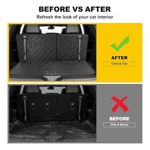 Original Cargo Mat Fit for Honda Pilot 2023-2026 | All Weather Protection Waterproof Trunk Mat with Back Seat Cover Pilot Accessories - 6