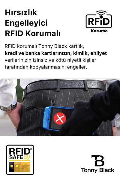 Orijinal Kutulu Hırsızlık Engelleyici RFID Otomatik Mekanizmalı Deri Çok Gözlü Akıllı Kredi Kartlık - 3