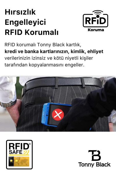 Orijinal Kutulu Hırsızlık Engelleyici RFID Otomatik Mekanizmalı Deri Çok Gözlü Akıllı Kredi Kartlık - 11