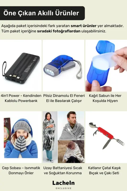 Orijinal Maxi Paket Tam Kapsamlı Hazır Deprem Çantası Afet Için Ilk Yardım Acil Durum Yaşam Seti - 6