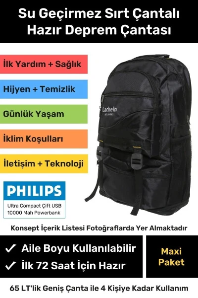 Orijinal Maxi Paket Tam Kapsamlı Hazır Deprem Çantası Afet Için Ilk Yardım Acil Durum Yaşam Seti - LACHELN