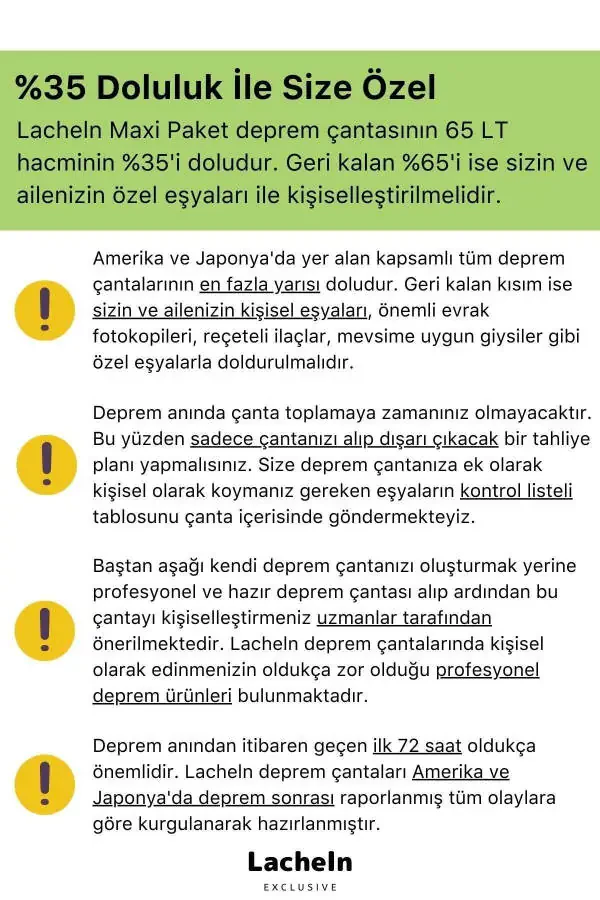 Orijinal Maxi Paket Tam Kapsamlı Hazır Deprem Çantası Afet Için Ilk Yardım Acil Durum Yaşam Seti - 4