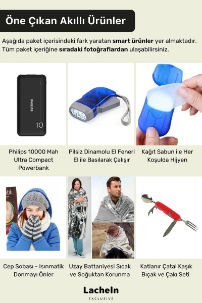 Orijinal Maxi Paket Tam Kapsamlı Hazır Deprem Çantası Afet Için Ilk Yardım Acil Durum Yaşam Seti - 5