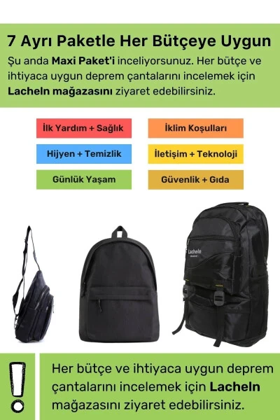 Orijinal Maxi Paket Tam Kapsamlı Hazır Deprem Çantası Afet Için Ilk Yardım Acil Durum Yaşam Seti - 8