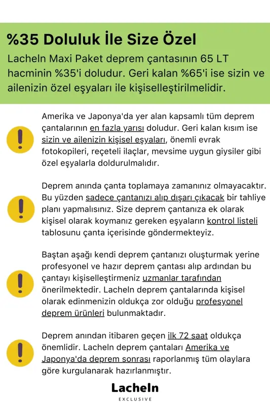 Orijinal Maxi Paket Tam Kapsamlı Hazır Deprem Çantası Afet Için Ilk Yardım Acil Durum Yaşam Seti - 5