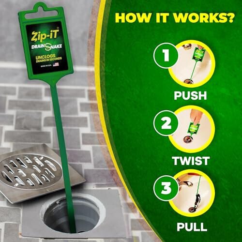 The original Zip-It Hair Clog Remover 25-inch Overall Length Drain Snake Cleaner (3-Pack), Unclog Your Sink, Shower, & Tub Drain In Seconds – Non-toxic, Made in the USA - 6