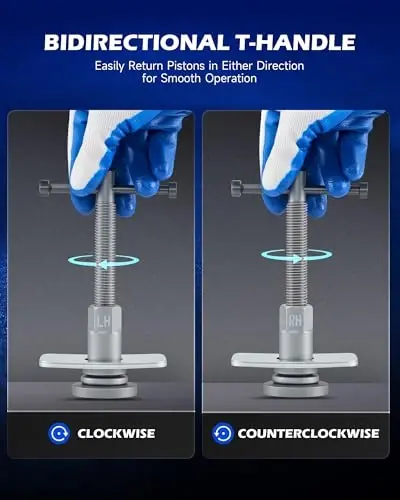 Orion Motor Tech Brake Caliper Wind Back Tool Kit, 24pc Brake Caliper Compression Tool Set with Thrust Bolt Assemblies Retaining Plates Caliper Hangers 18 Disc Adapters, Caliper Tool with Case, Black - 6