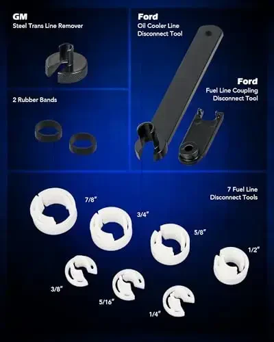 Master Quick Disconnect Tool Set, 25pc Line Disconnect Tool Kit for A/C Fuel & Transmission Systems, Fuel Line Disconnect Tools for Mechanics Compatible with Ford Chevy GM More, Black - 6