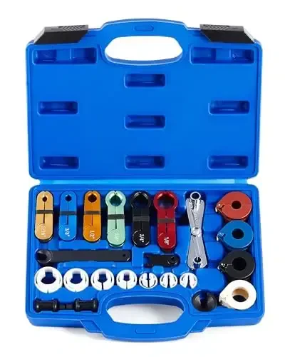 Orion Motor Tech Master Quick Disconnect Tool Set, 25pc Line Disconnect Tool Kit for A/C Fuel & Transmission Systems, Fuel Line Disconnect Tools for Mechanics Compatible with Ford Chevy GM More, Blue - 1