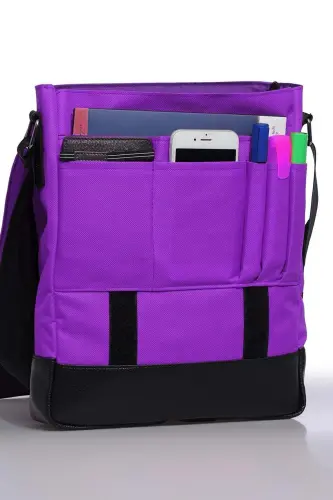 Orjın Unisex 11 Dikey Postacı Çapraz Askılı Omuz Çantası - Lila - Lila - 4