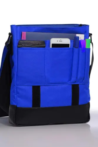 Orjın Unisex 11 Dikey Postacı Çapraz Askılı Omuz Çantası - Mavi-Mavi - 4