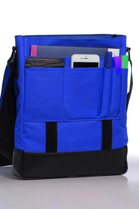Orjın Unisex 11 Dikey Postacı Çapraz Askılı Omuz Çantası - Mavi-Mavi - 4