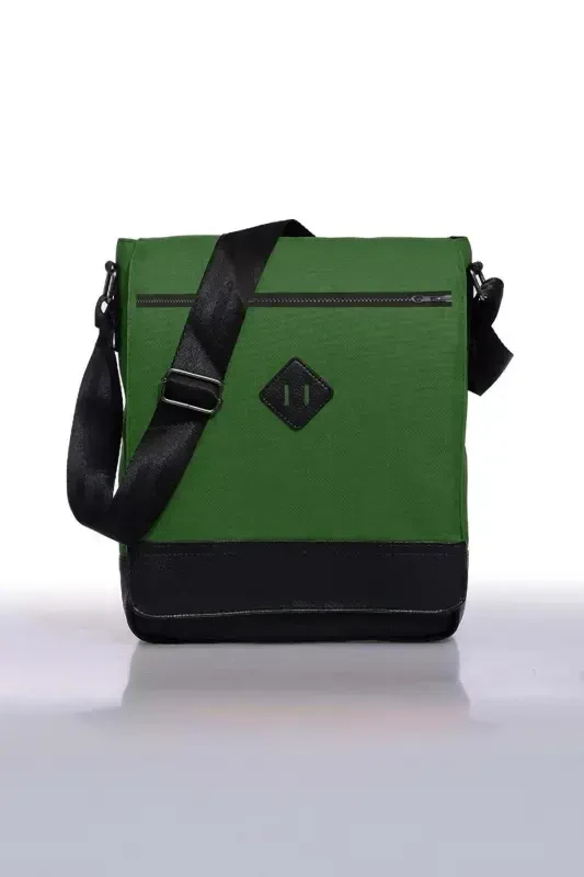 Orjın Unisex 11 Vertical Messenger Crossbody Shoulder Bag - Green-Green - 1
