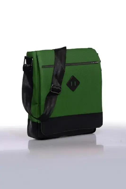 Orjın Unisex 11 Vertical Messenger Crossbody Shoulder Bag - Green-Green - 2
