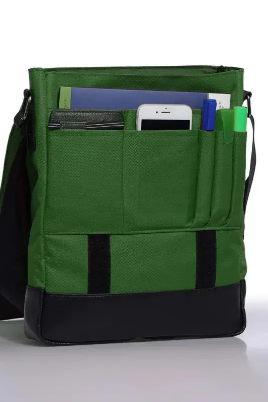 Orjın Unisex 11 Vertical Messenger Crossbody Shoulder Bag - Green-Green - 4