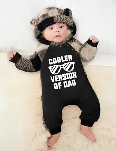 Oranchids Baby Boy Clothes Winter Snowsuit Plaid Fleece Jumpsuit Bear Ear Hooded Romper Zipper Onesie Warm Infant Coat Outfit - 4