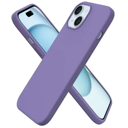 ORNARTO Compatible with iPhone 15 Case 6.1, Slim Liquid Silicone 3 Layers Full Covered Soft Gel Rubber Phone Case, Anti-Scratch Shockproof Protective Cover 6.1 Inch, Amethyst - 1