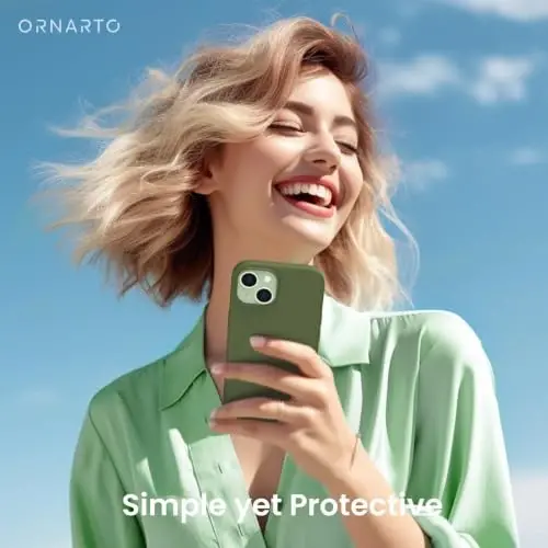 ORNARTO Compatible with iPhone 15 Case 6.1, Slim Liquid Silicone 3 Layers Full Covered Soft Gel Rubber Phone Case, Anti-Scratch Shockproof Protective Cover 6.1 Inch, Cedar Green 