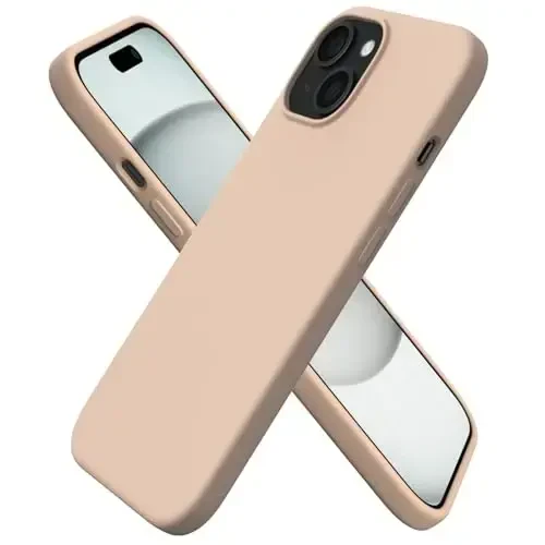 ORNARTO Compatible with iPhone 15 Case 6.1, Slim Liquid Silicone 3 Layers Full Covered Soft Gel Rubber Phone Case, Anti-Scratch Shockproof Protective Cover 6.1 Inch, Khaki Nude - 1