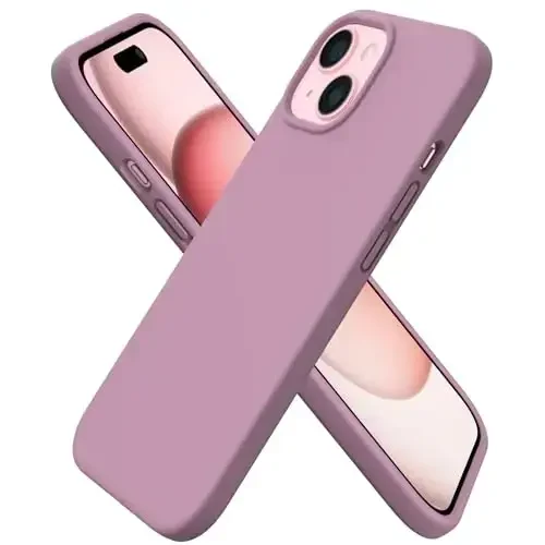 ORNARTO Compatible with iPhone 15 Case 6.1, Slim Liquid Silicone 3 Layers Full Covered Soft Gel Rubber Phone Case, Anti-Scratch Shockproof Protective Cover 6.1 Inch, Lilac Purple - 1