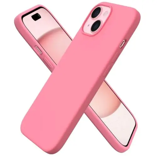 ORNARTO Compatible with iPhone 15 Case 6.1, Slim Liquid Silicone 3 Layers Full Covered Soft Gel Rubber Phone Case, Anti-Scratch Shockproof Protective Cover 6.1 Inch, Sweetie Pink 