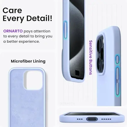 ORNARTO Compatible with iPhone 15 Pro Case 6.1