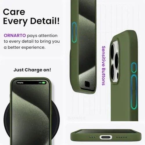 ORNARTO Compatible with iPhone 15 Pro Case 6.1