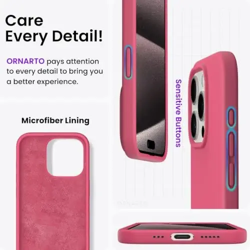 ORNARTO Compatible with iPhone 15 Pro Case 6.1