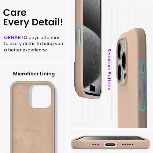 ORNARTO Compatible with iPhone 15 Pro Case 6.1