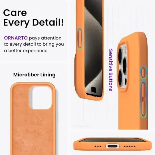 ORNARTO Compatible with iPhone 15 Pro Case 6.1