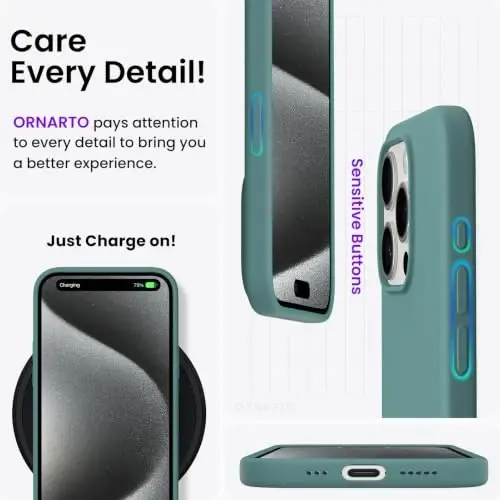 ORNARTO Compatible with iPhone 15 Pro Case 6.1
