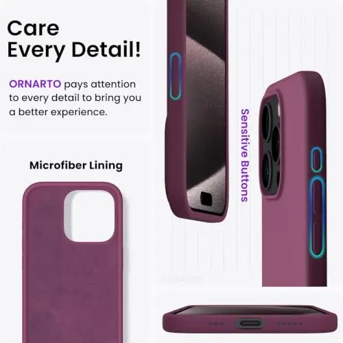 ORNARTO Compatible with iPhone 15 Pro Case 6.1