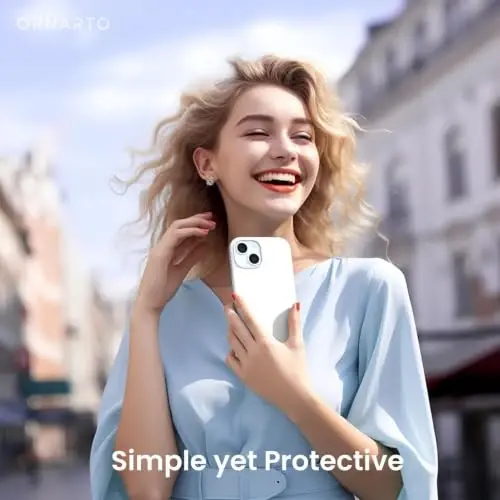 ORNARTO Compatible with iPhone 15 Case 6.1, Slim Liquid Silicone 3 Layers Full Covered Soft Gel Rubber Phone Case, Anti-Scratch Shockproof Protective Cover 6.1 Inch, White 